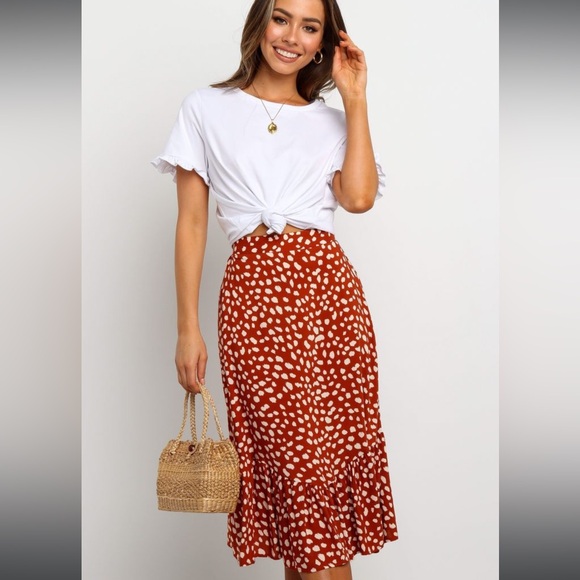 Petal & Pup Anderson Midi Skirt in Rust - Small - Picture 2 of 2